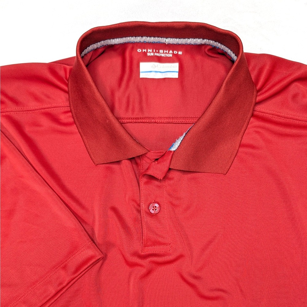 Columbia Mens Red Omni-Shade‎ Sun Protection Short Sleeve Polo Shirt XL AM6765